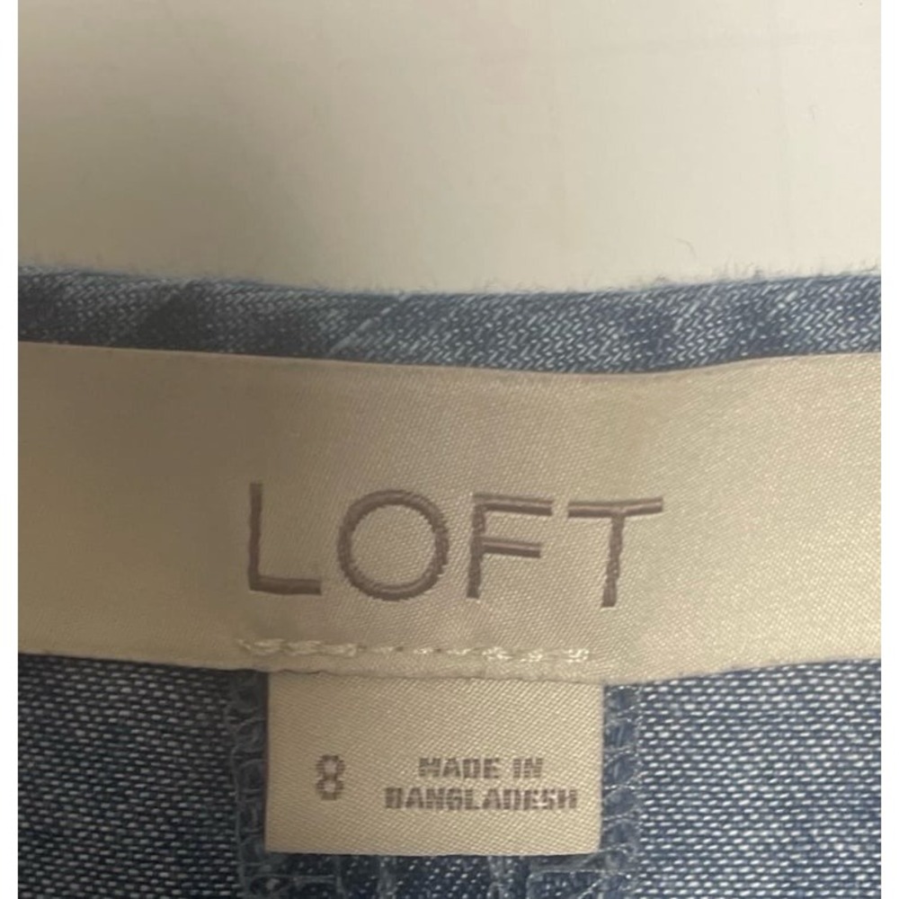 Loft Chambray Ruffle Belted Denim Button-Down Mid… - image 3